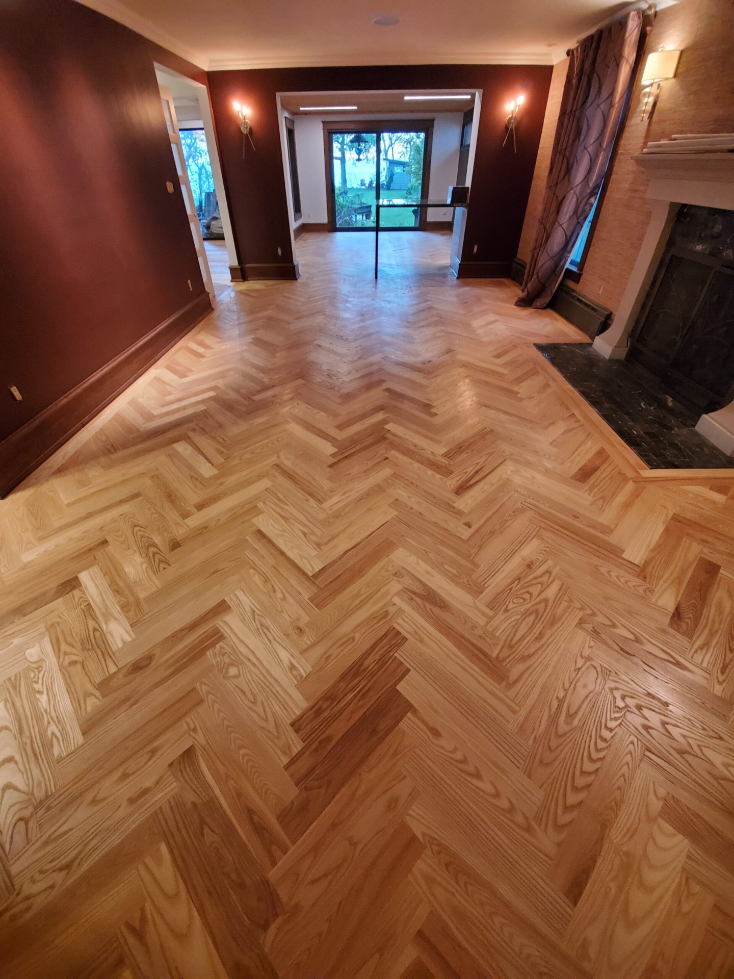 Natural oak herringbone hardwood floor